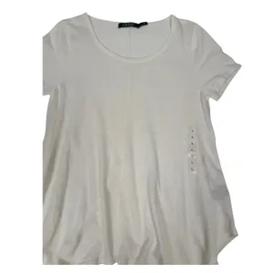 Lauren‎ Ralph Lauren White Linen Blend Handkerchief Hem Scoop Neck Top Size L thumbnail 6