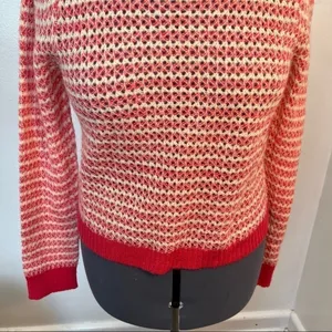 WAYF Womens Size XL Open Knit Stripe Crewneck Sweater White Pink Pullover Ribbed thumbnail 7