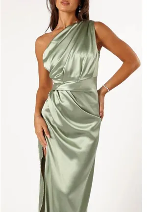PETAL & PUP Nadia One Shoulder Maxi Dress in Sage Size US 2 thumbnail 14