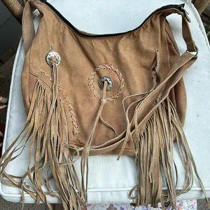 Cow Leather Purse Western Tan & Silver Embellishment Purse thumbnail 1