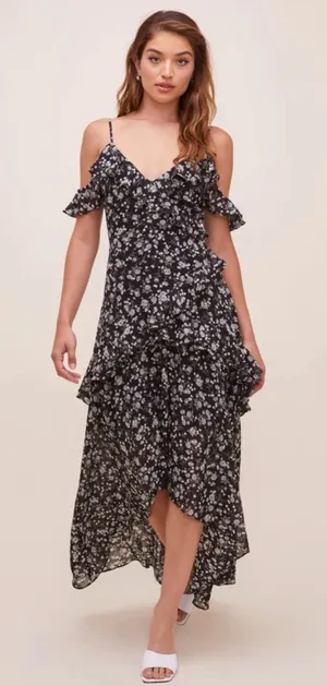 Astr Floral Cold-Shoulder High-Low Maxi Dress Large - C54-069 thumbnail 1