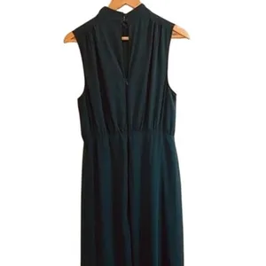 NWT Lulus Chiffon Sleeveless Highneck Key Hole Back Side Slit Maxi Dress M Green thumbnail 7
