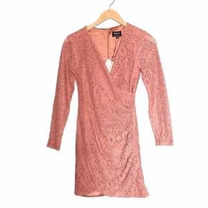 NWT Bardot Isla Dress Sz Small Copper Rose Lace Ruched Long Sleeve Mini Cocktail thumbnail 5