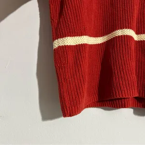 Banana Republic Factory Red White Striped Cotton Knit Crewneck Sweater Large thumbnail 3
