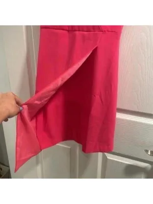 ✅NWT Do+Be Pink Spaghetti Strap Asymmetric Hem Fitted Hot Pink Dress thumbnail 4