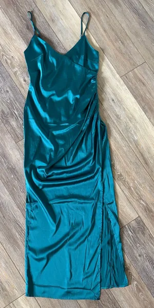 Forever 21 Teal Satin Slip Maxi Dress thumbnail 1
