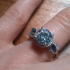 Simulated Tanzanite and Simulated Diamond Sterling Silver Ring (Size 6.75) thumbnail 14