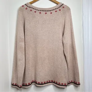 Vintage Fashion Bug Wool Blend Sweater Women’s XL Tie Neck Boho Beige thumbnail 4
