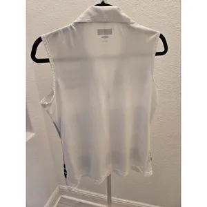 ​Greg Norman L Striped Play Dry Sleeveless V Neck Golf Polo Shirt Top Women thumbnail 3