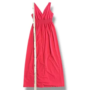 Old‎ Navy Coral Pink Sleeveless Smocked Waist Maxi Dress Women’s Medium Cotton thumbnail 4