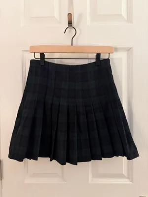 Brandy Melville Plaid Tartan Blue Green Pleated Mini Skirt thumbnail 2