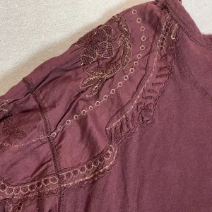 Free People | Penny Embellished-Sleeve Top In Wine | Small thumbnail 7