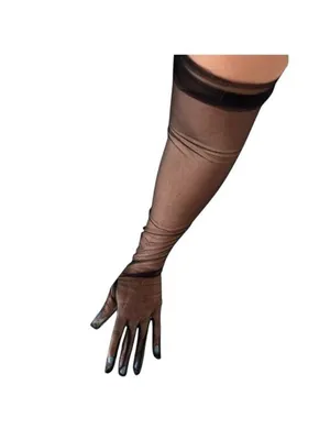 BLACK Mesh Long Opera Ruched Over The Elbow Showgirl Gloves NEW thumbnail 3