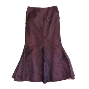 Vintage Rose Taft 100% Silk Beaded Embroidered Mermaid Gown Dress Plum Purple 16 thumbnail 5