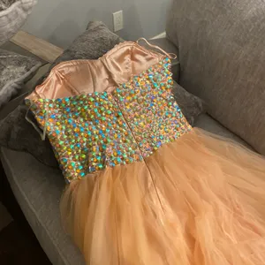 Peach Beaded Sweetheart Tulle Prom Dress thumbnail 6