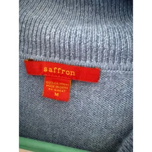 Saffron Womens 100% Cashmere V-Neck Sweater Light‎ Blue Long Sleeve Size Medium thumbnail 6