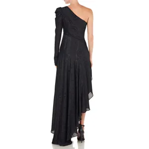 AMUR Esmeralda Black One-Shoulder Shimmer‎ Formal Gown Dress Size 2 thumbnail 2