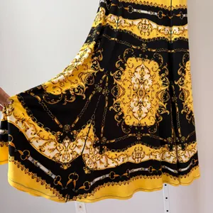 Eva Varro MobWife Baroque Medusa Chain Print Flowy Maxi Skirt XS Black Yellow thumbnail 4