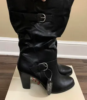 . Black Sachi Mid-Calf Block Heel Boots thumbnail 8