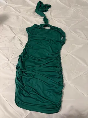 Princess Polly green halter neck mini dress thumbnail 2