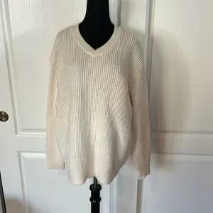 And Now This Cream Waffle Knit Pullover Pocket Sweater thumbnail 7