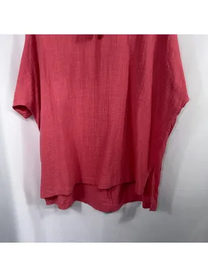 Zenana 100% Cotton Oversized Gauze Tunic Top Coral Pink XL thumbnail 4