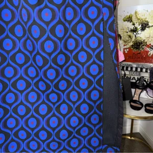 New Zara Blue Neoprene Geometric Print Midi Skirt XS thumbnail 7