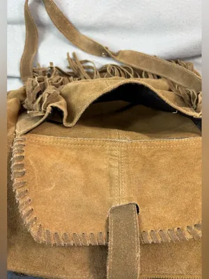 EARTHBOUND Hippie Boho Tan Suede Fringe Hobo Crossbody thumbnail 5