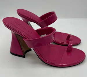 Steve Madden Renie Hot Pink Patent‎ Toe Loop Flared Block Heel Sandals size 7 thumbnail 1