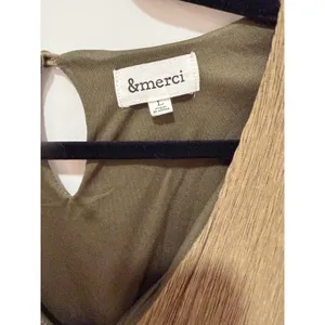 &merci Olive Green Tiered Midi Dress V-Neck High-Low Boho L thumbnail 2