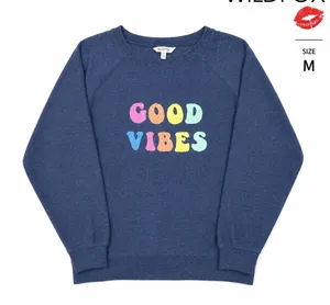 Wildfox Good Vibes Sweatshirt Women's M Oversized Blue Rainbow Graphic Pullover thumbnail 1