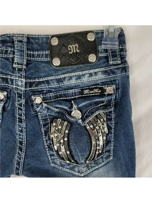 Miss Me Embellished Angel Wing Pocket Mid Rise Jeans • Size 25 thumbnail 6
