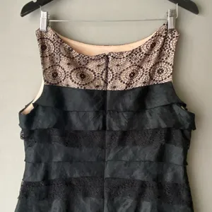 London Times Silk Lace MobWife Office Siren Tiered Cocktail‎ Dress 14 Black thumbnail 4