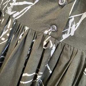Aspesi Green Leaf Print Midi Dress A Line‎ Italian Designer Chic Size 40 thumbnail 3