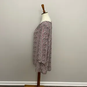 Rose & Olive Top Tunic Floral Split Neckline 3/4 Sleeve Smocking Pink Blue White thumbnail 10