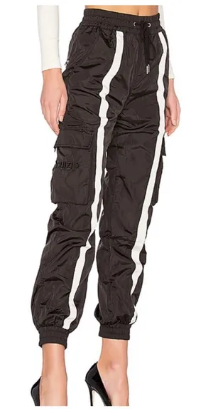 Danielle Guizio Striped Track Pants Joggers‎ Nylon Black White Size S thumbnail 1