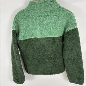 NWT Amazon Essentials Green Full Zip Two Toned Sherpa Sweater Small thumbnail 4