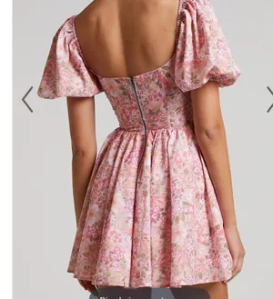 Showpo Floral Print Puff Sleeve Corset Dress, Size 6 thumbnail 5
