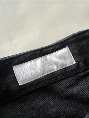 Zara High Rise Wide Leg Coulette Bermuda Crop Length Jeans Black Size 14 thumbnail 7