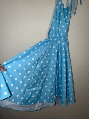 Costume overall dress blue with white polka dots Forum novelties halter dress thumbnail 3