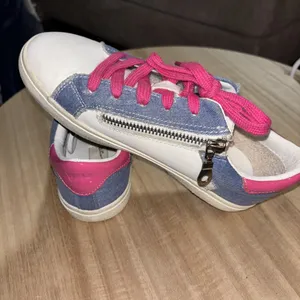 Vintage Havana Sneakers Women's Sz 5 White Leather Denim Pink Zip Closure thumbnail 5
