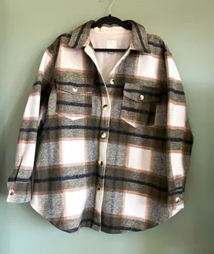 Joie Women's Plaid Shacket Jacket Button Front Relaxed Fit Pockets 1X thumbnail 1
