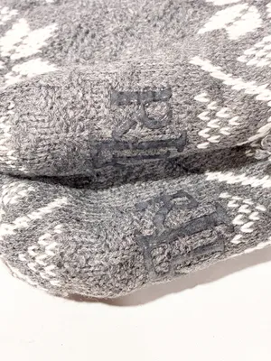 LAUREN Ralph Lauren SKID PROOF SLIPPERS ONE SIZE SLIPPERS Gray White NEW thumbnail 4