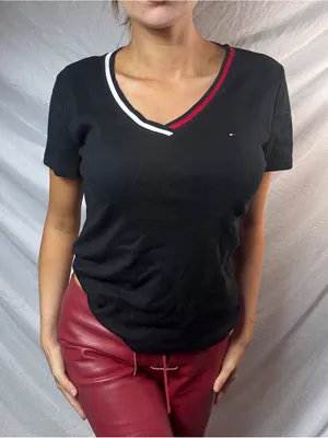 Vintage Tommy Hilfiger Navy Black V Neck Top thumbnail 2