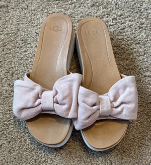 UGG JOAN SEASHELL PINK PLATFORM WEDGE SLIDE SLIPPER thumbnail 1