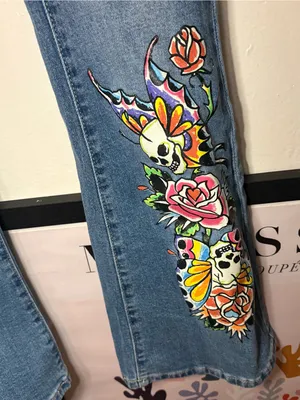 Ed Hardy Low Rise Bootcut Tattoo Jeans Size 26 NWT thumbnail 9