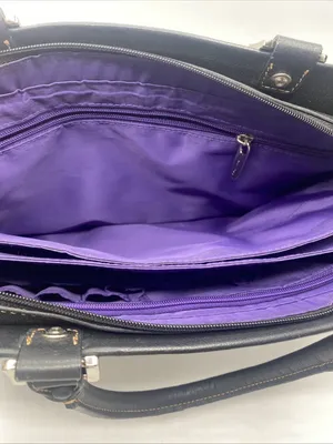 Franklin Covey Leather Messenger Shoulder Laptop Bag Travel Handbag Purse Black thumbnail 3