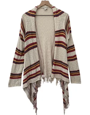 American Rag Cotton Southwestern Western Fall Knit Fringe Cardigan Sweater Large thumbnail 1