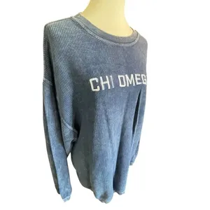 Corded Crew Slate Blue Chi Omega Corduroy-Style Sweatshirt – Size Large thumbnail 6