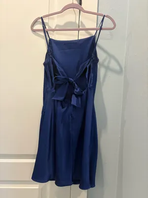 Navy Blue Satin Mini Dress Size L thumbnail 2